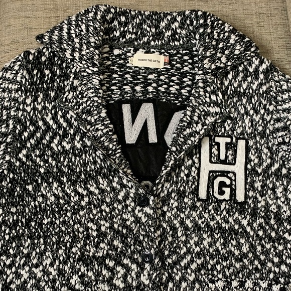 💫HP‼️💫 NWOT HONOR THE GIFT Honoree Camp Sweater in Marled Black/White, Size XS - Picture 6 of 10